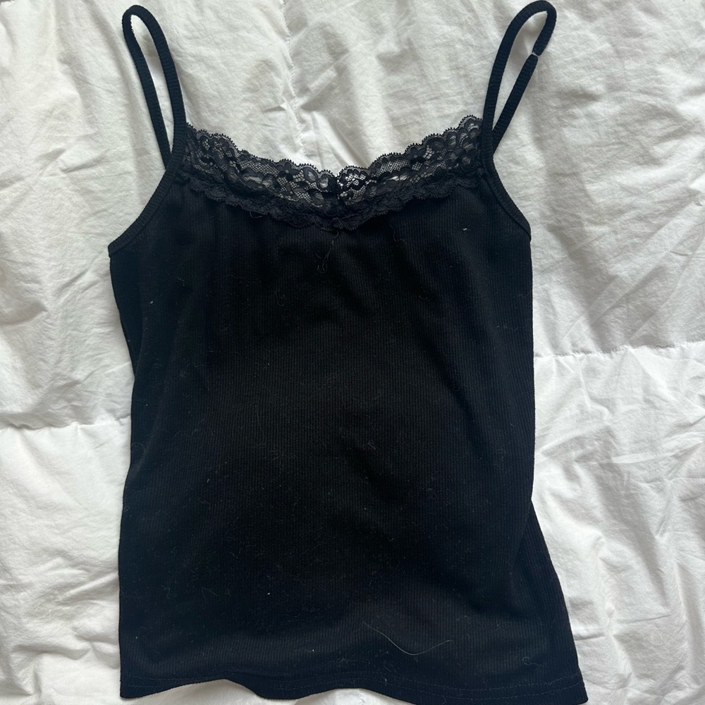 Black Lace Trim Cami Top